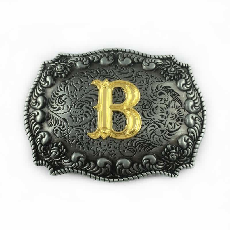 Men's DIY Alphabet Initial Letter Buckle Leather Belt - B - Without Belt - image 4
