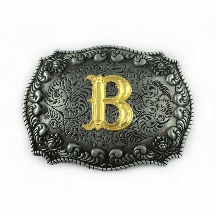 Men's DIY Alphabet Initial Letter Buckle Leather Belt - B - Without Belt - image 4