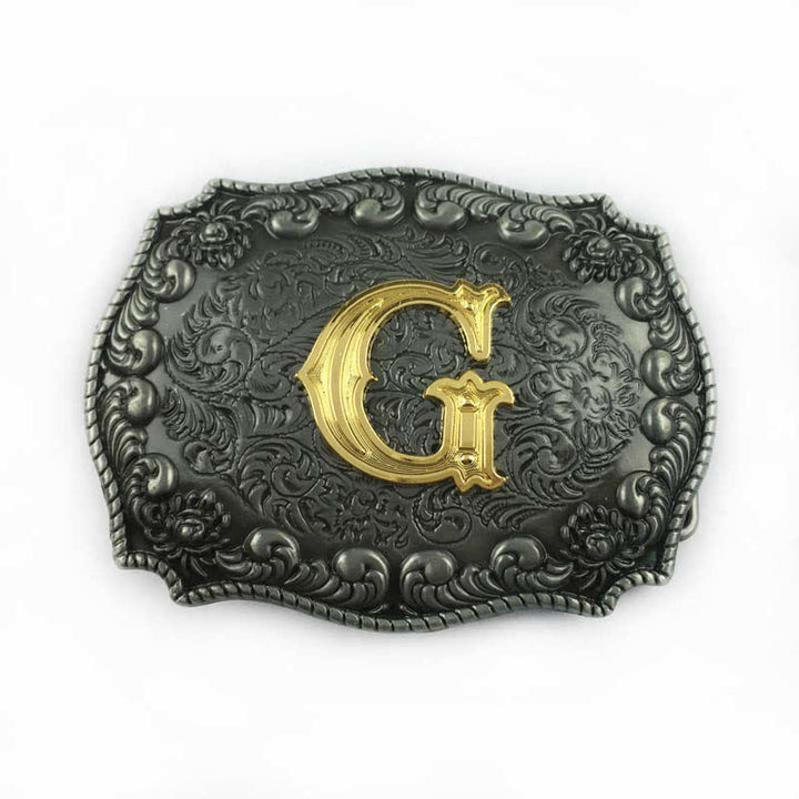 Men's DIY Alphabet Initial Letter Buckle Leather Belt - G - Without Belt - image 9