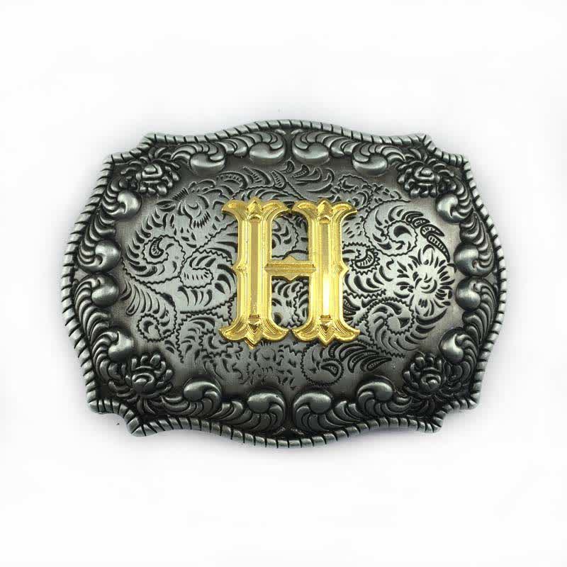 Men's DIY Alphabet Initial Letter Buckle Leather Belt - H - Without Belt - image 11