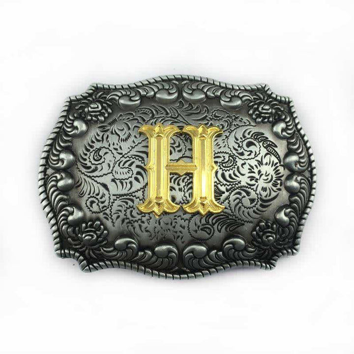 Men's DIY Alphabet Initial Letter Buckle Leather Belt - H - Without Belt - image 11