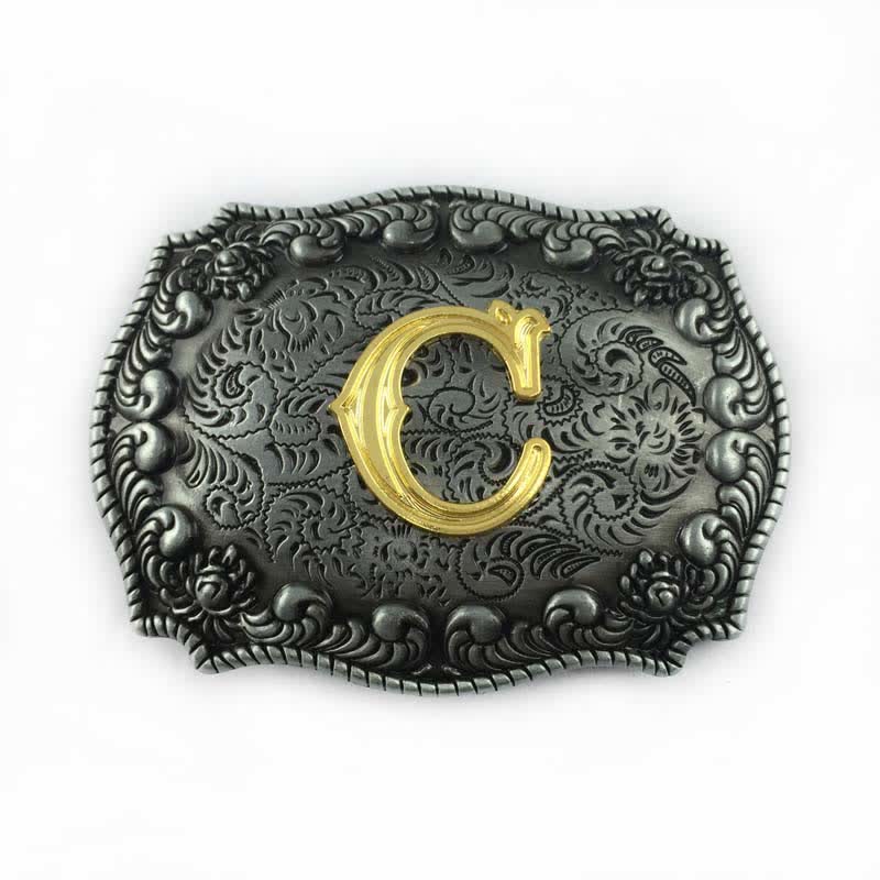 Men's DIY Alphabet Initial Letter Buckle Leather Belt - C - Without Belt - image 5
