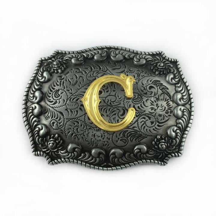 Men's DIY Alphabet Initial Letter Buckle Leather Belt - C - Without Belt - image 5