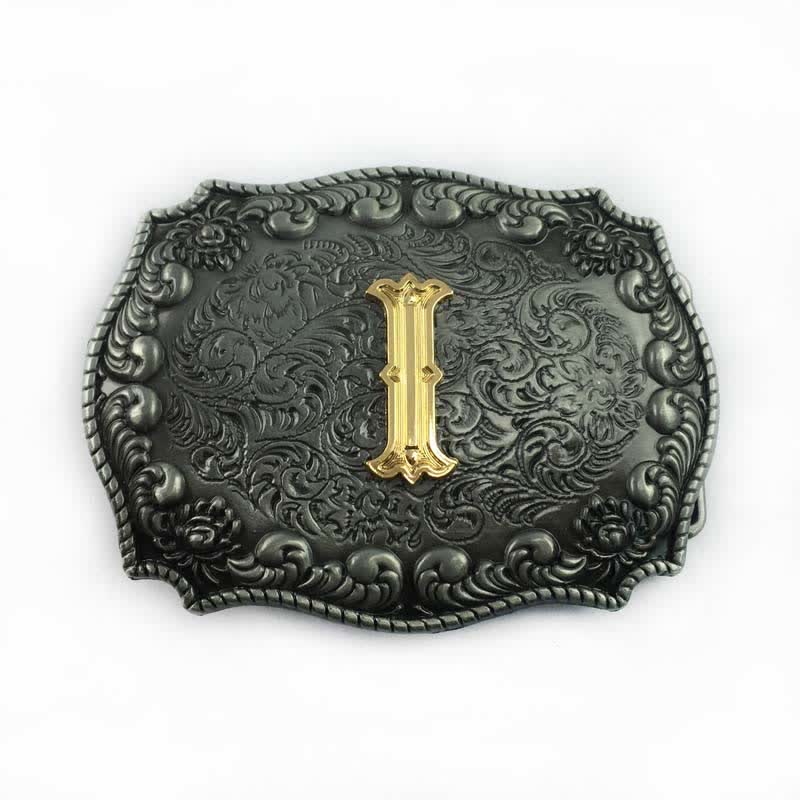 Men's DIY Alphabet Initial Letter Buckle Leather Belt - I - Without Belt - image 12