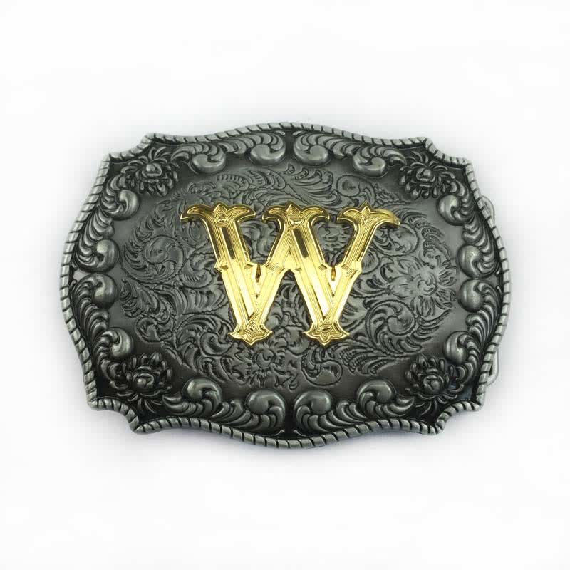 Men's DIY Alphabet Initial Letter Buckle Leather Belt - W - Without Belt - image 26