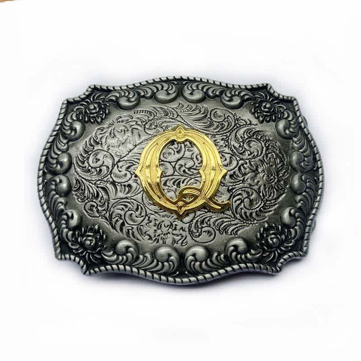 Men's DIY Alphabet Initial Letter Buckle Leather Belt - Q - Without Belt - image 20