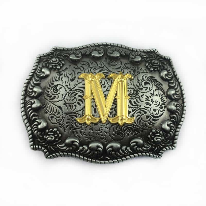 Men's DIY Alphabet Initial Letter Buckle Leather Belt - M - Without Belt - image 16