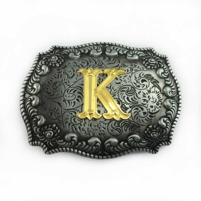 Men's DIY Alphabet Initial Letter Buckle Leather Belt - K - Without Belt - image 13