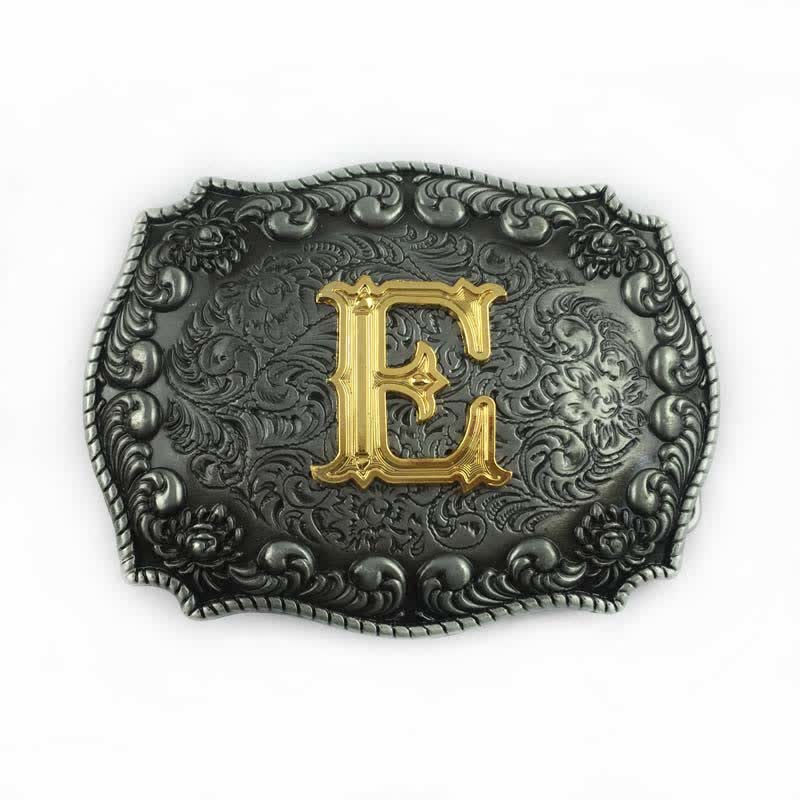 Men's DIY Alphabet Initial Letter Buckle Leather Belt - E - Without Belt - image 7