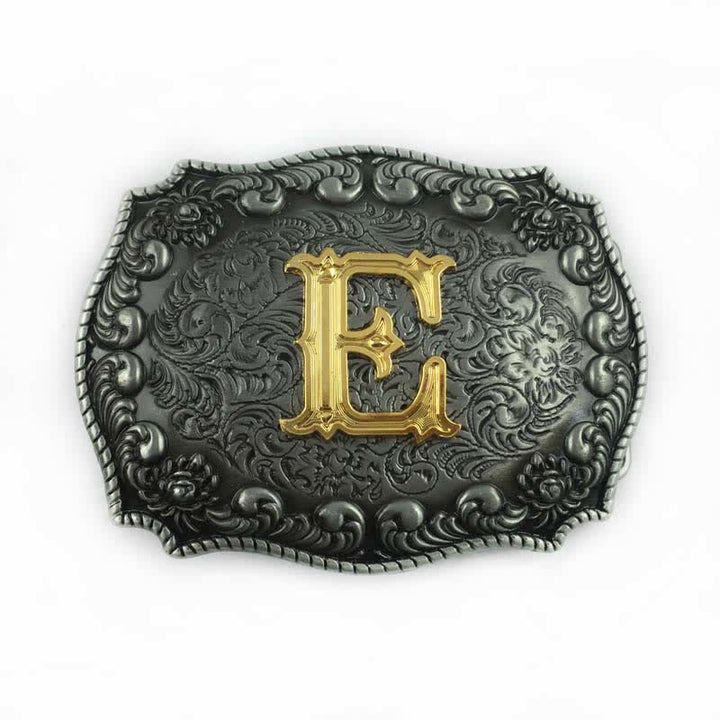 Men's DIY Alphabet Initial Letter Buckle Leather Belt - E - Without Belt - image 7