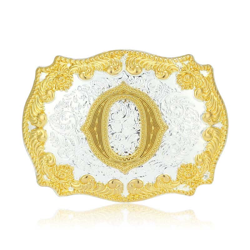 Men's DIY Golden Initial Letter Buckle Leather Belt - O - Without Belt - image 20