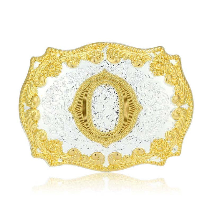 Men's DIY Golden Initial Letter Buckle Leather Belt - O - Without Belt - image 20