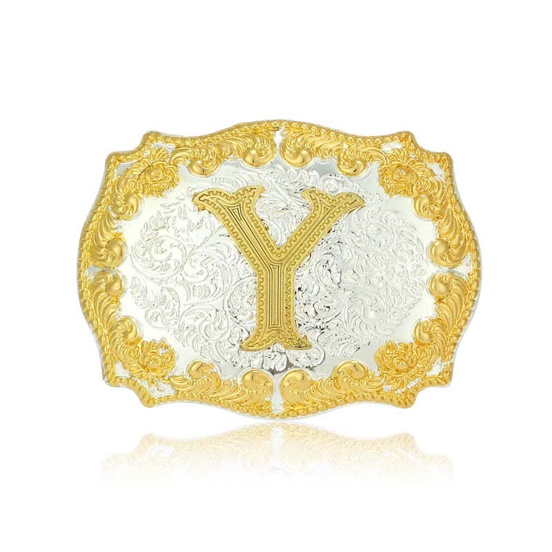 Men's DIY Golden Initial Letter Buckle Leather Belt - Y - Without Belt - image 30