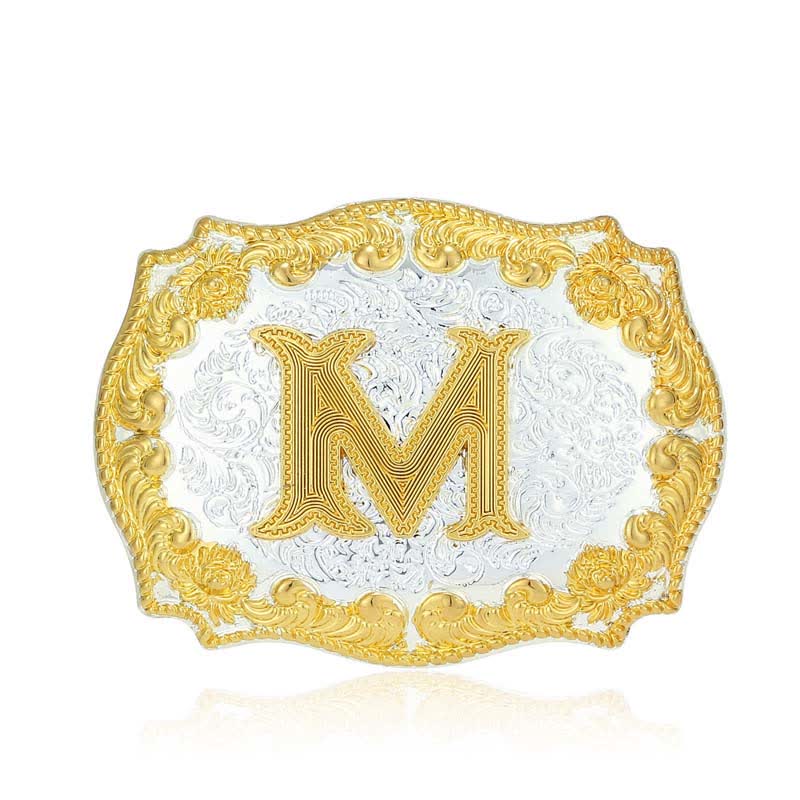 Men's DIY Golden Initial Letter Buckle Leather Belt - image 17