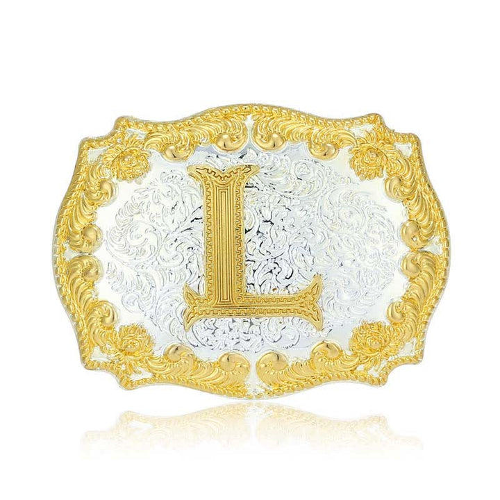 Men's DIY Golden Initial Letter Buckle Leather Belt - L - Without Belt - image 16