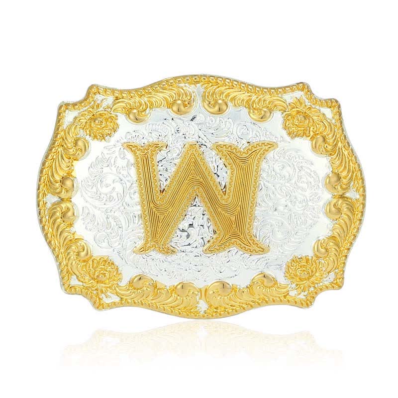 Men's DIY Golden Initial Letter Buckle Leather Belt - W - Without Belt - image 27