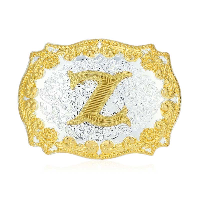 Men's DIY Golden Initial Letter Buckle Leather Belt - Z - Without Belt - image 30