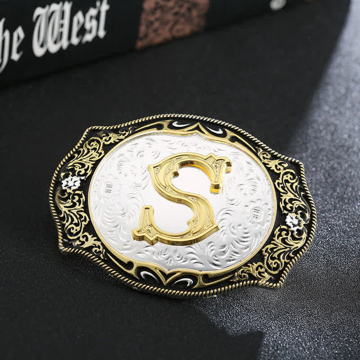 Golden Black DIY Retro Initial Letter Buckle Leather Belt - S - Without Belt - image 20