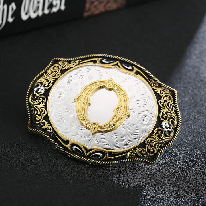 Golden Black DIY Retro Initial Letter Buckle Leather Belt - O - Without Belt - image 16