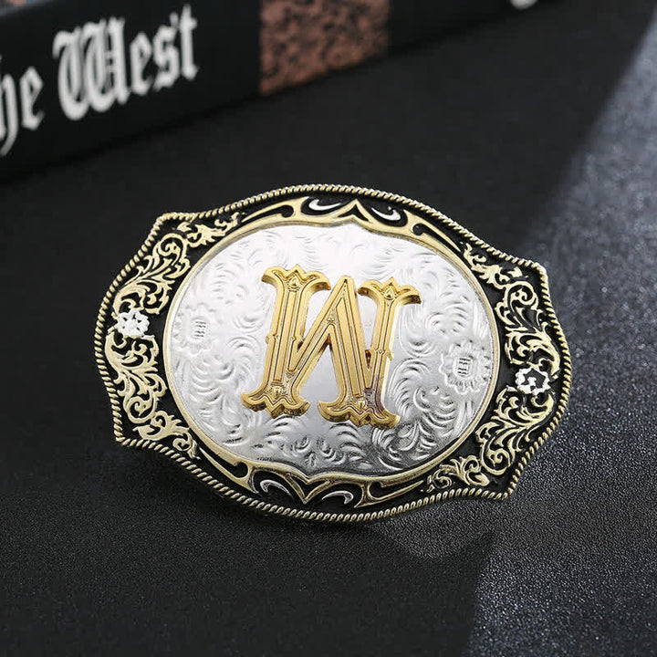 Golden Black DIY Retro Initial Letter Buckle Leather Belt - M - Without Belt - image 14