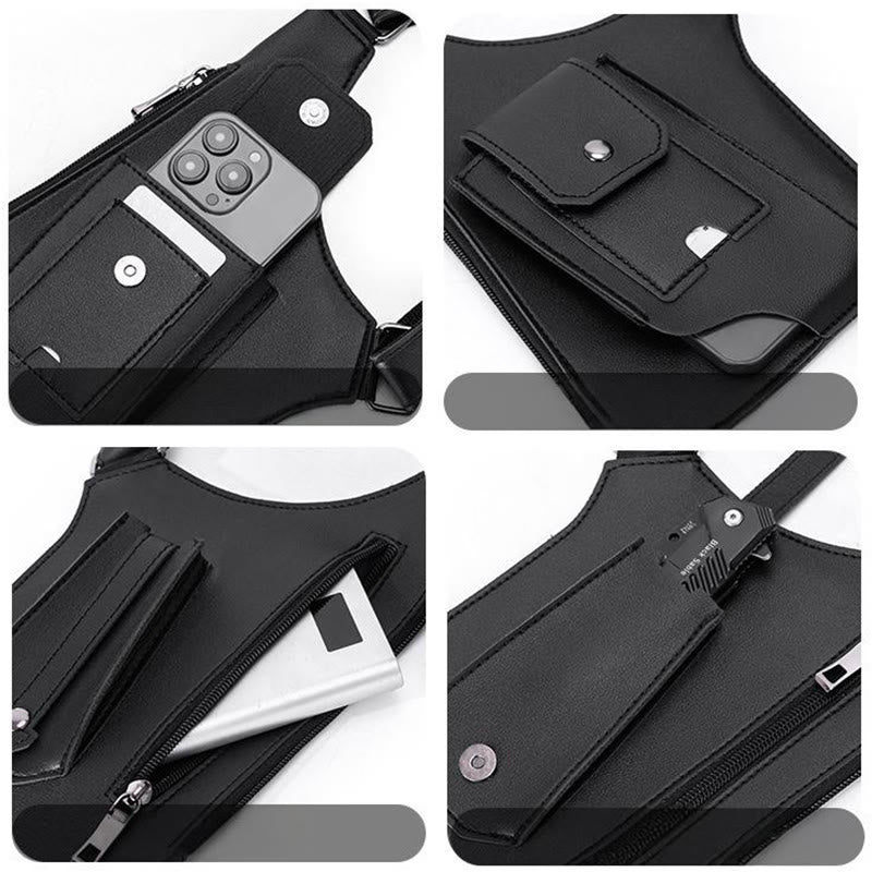 Outdoor Multi-Pocket High-Capacity Leather Underarm Shoulder Bag - image 5
