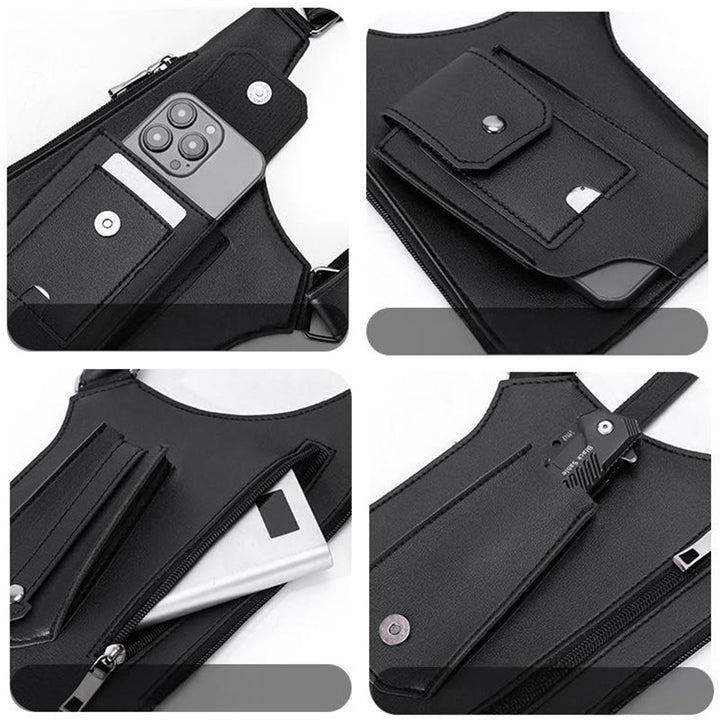 Outdoor Multi-Pocket High-Capacity Leather Underarm Shoulder Bag - image 5