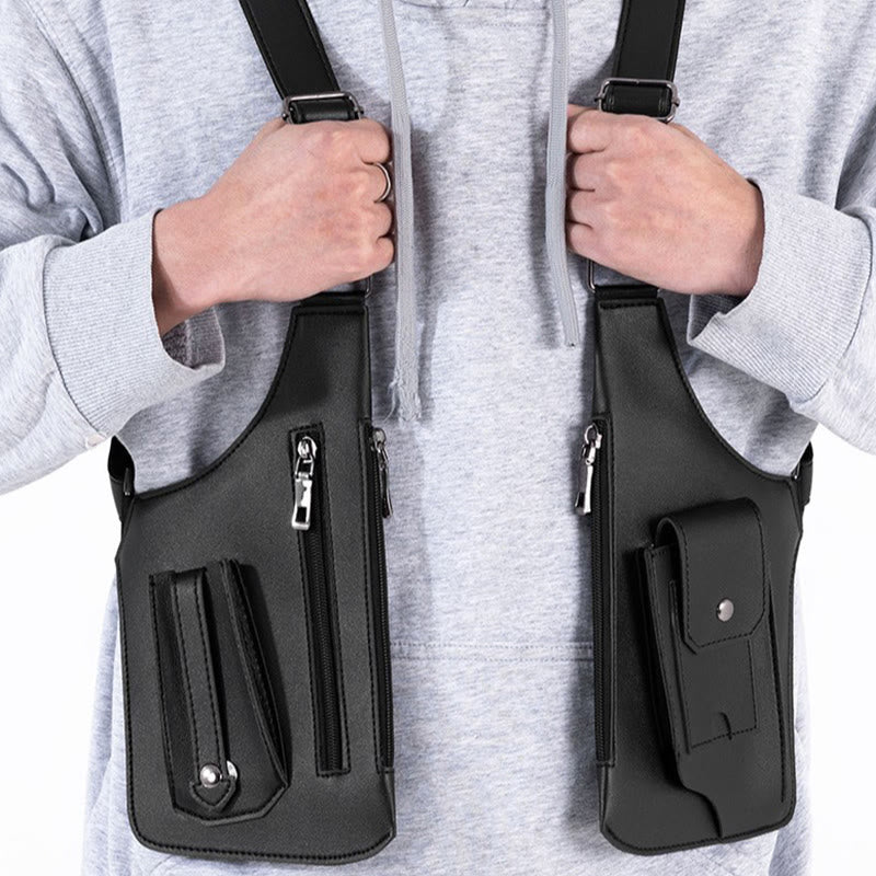 Outdoor Multi-Pocket High-Capacity Leather Underarm Shoulder Bag - image 1