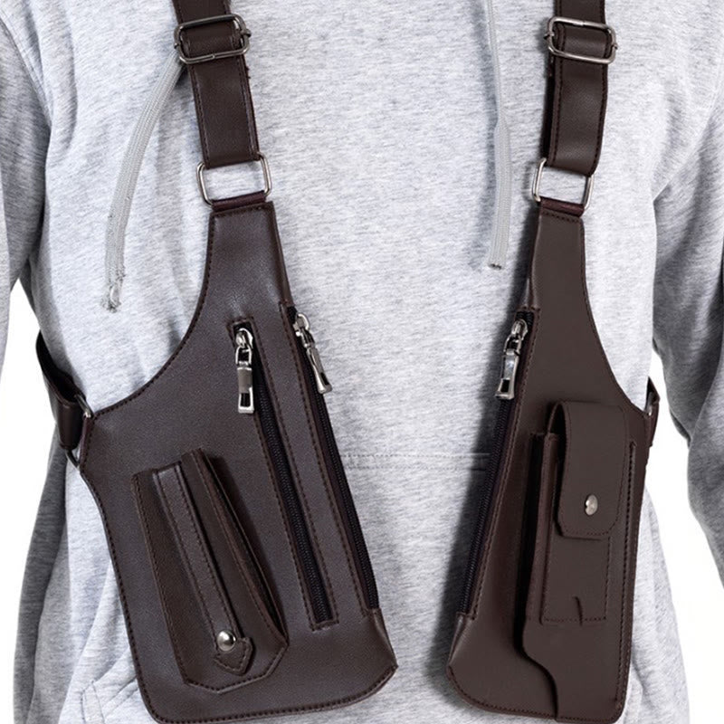 Outdoor Multi-Pocket High-Capacity Leather Underarm Shoulder Bag - image 2