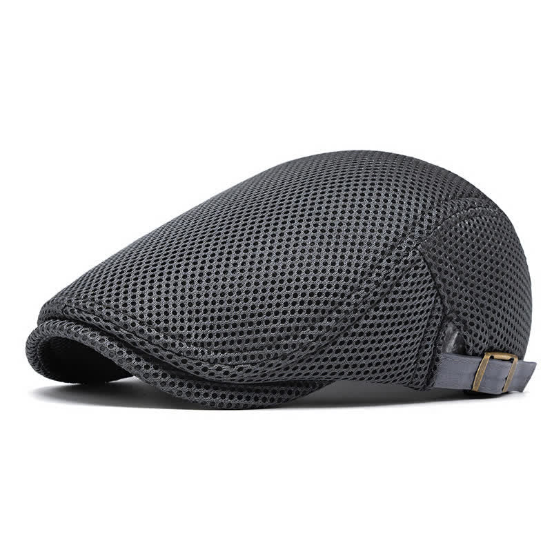 Solid Color Summer Mesh Flat Top Beret Hat - Dark Gray - Adjustable (22"-23 5/8") - image 9