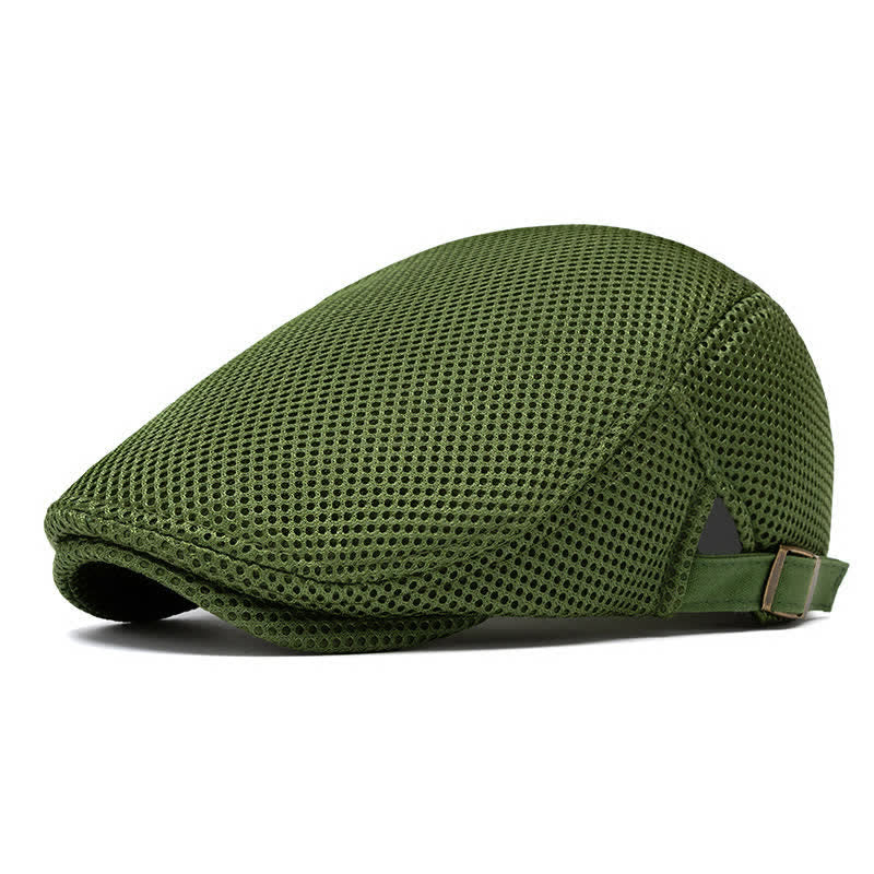 Solid Color Summer Mesh Flat Top Beret Hat - Army Green - Adjustable (22"-23 5/8") - image 14