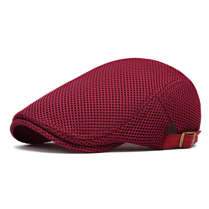 Solid Color Summer Mesh Flat Top Beret Hat - Burgundy - Adjustable (22"-23 5/8") - image 15