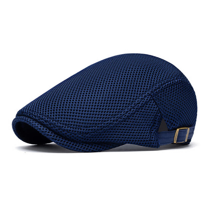 Solid Color Summer Mesh Flat Top Beret Hat - Navy - Adjustable (22"-23 5/8") - image 7