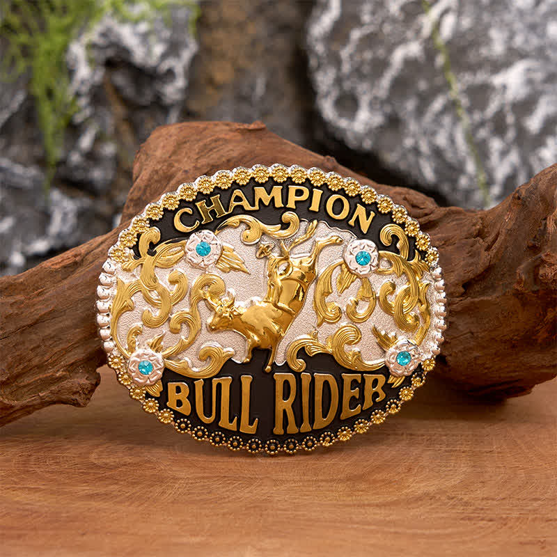 Men's DIY Golden Bull Champion Bull Rider Large Buckle Leather Belt - Golden Bull - Without Belt - Not Included Belt - image 0