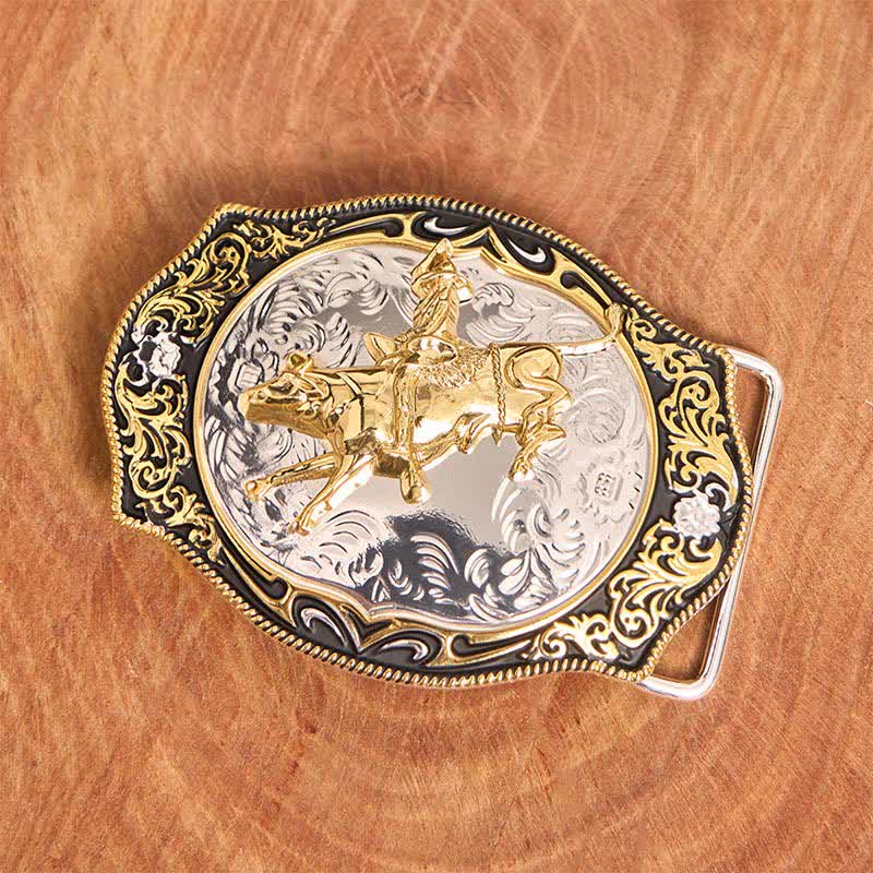 Gold & Black DIY Western Horse Riding Knight Cowboy Buckle Leather Belt - image 2