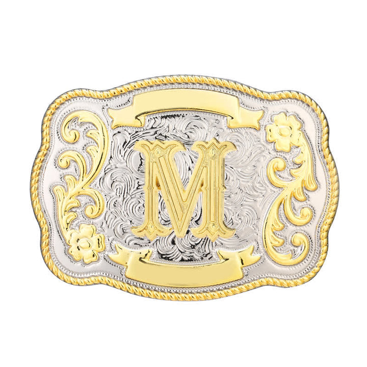 Golden & Silver DIY Western Initial Letter Buckle Leather Belt - M - Without Belt - image 13