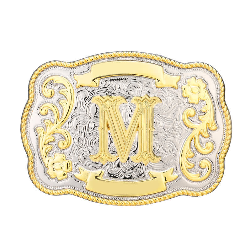 Golden & Silver DIY Western Initial Letter Buckle Leather Belt - M - Without Belt - image 12