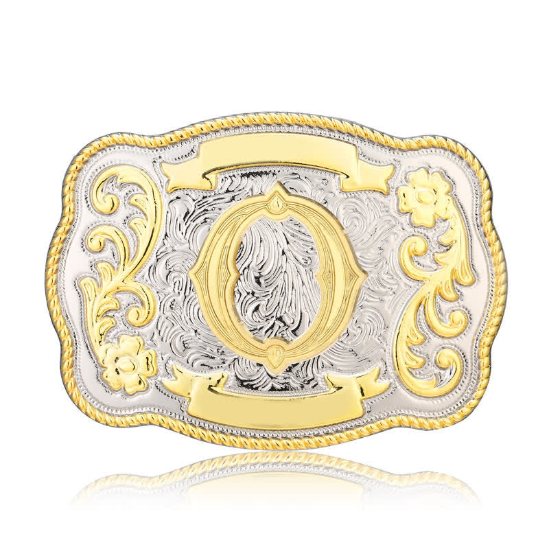 Golden & Silver DIY Western Initial Letter Buckle Leather Belt - O - Without Belt - image 14
