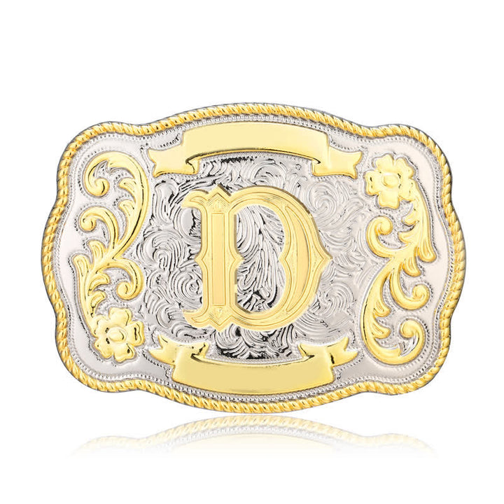 Golden & Silver DIY Western Initial Letter Buckle Leather Belt - D - Without Belt - image 3
