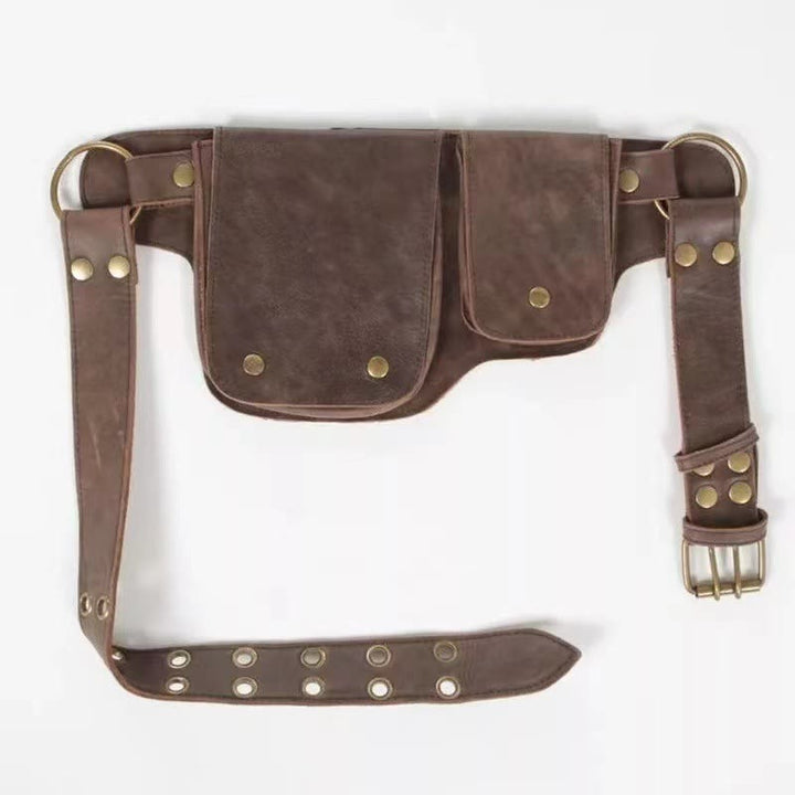 Unisex Retro Phone-Storage Button Leather Belt Bag - image 2