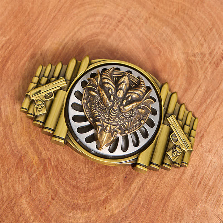 Bronze Sharp-Billed Dragon DIY Rotating Buckle Leather Belt - image 1