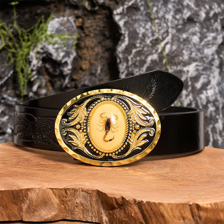 Gold DIY Decorative Scorpion Buckle Leather Belt - Scorpion - Black Embossed Eagle Belt - 42 - image 3
