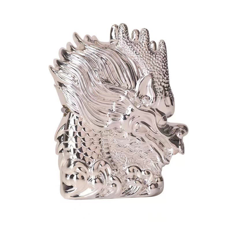 Exquisite Golden Emperor Dragon Windproof Kerosene Lighter - Silver - image 6