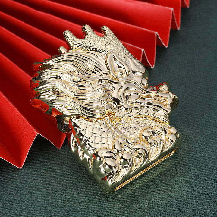Exquisite Golden Emperor Dragon Windproof Kerosene Lighter - Golden - image 1