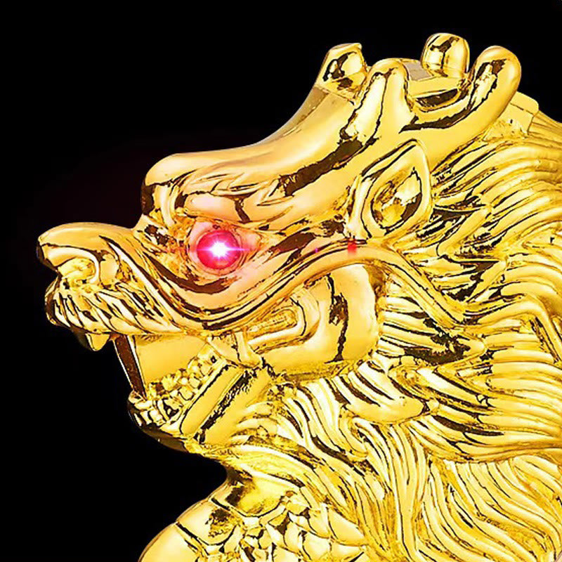 Embossed Dragon Playing Pearl Windproof Butane Lighter - image 4