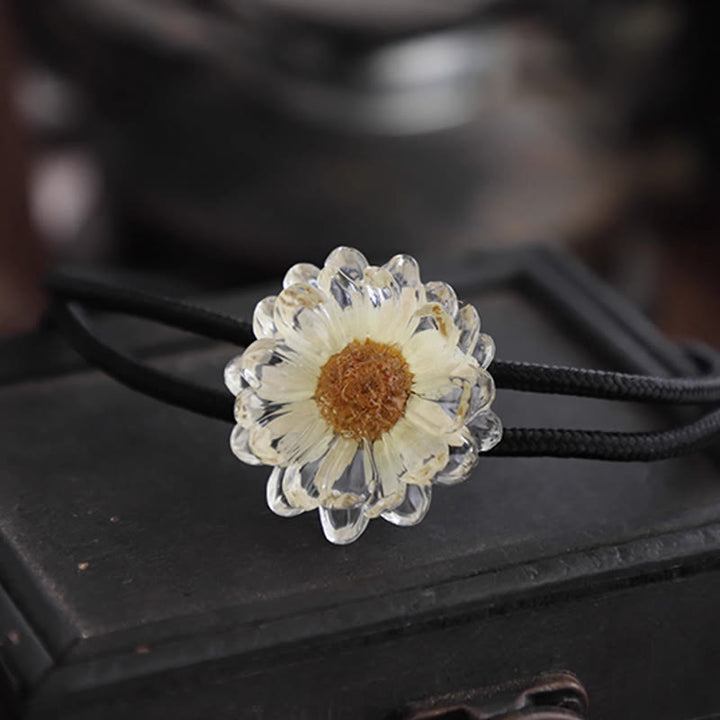 Handmade Dried Flower Daisy Women's Bolo Tie - A Little Yellow - Soft Rope - image 6