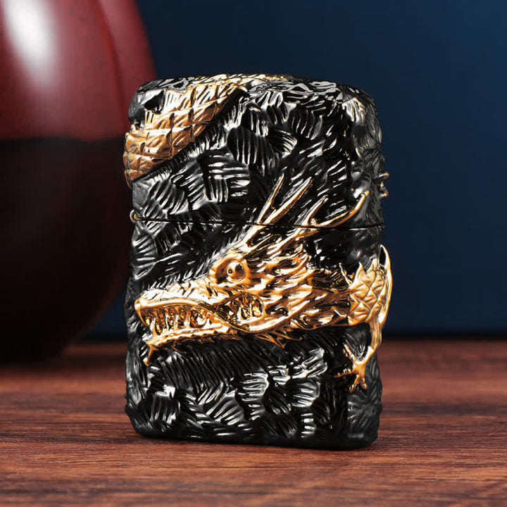 Gold & Black Dragon Tonardo Refillable Kerosene Lighter - image 3