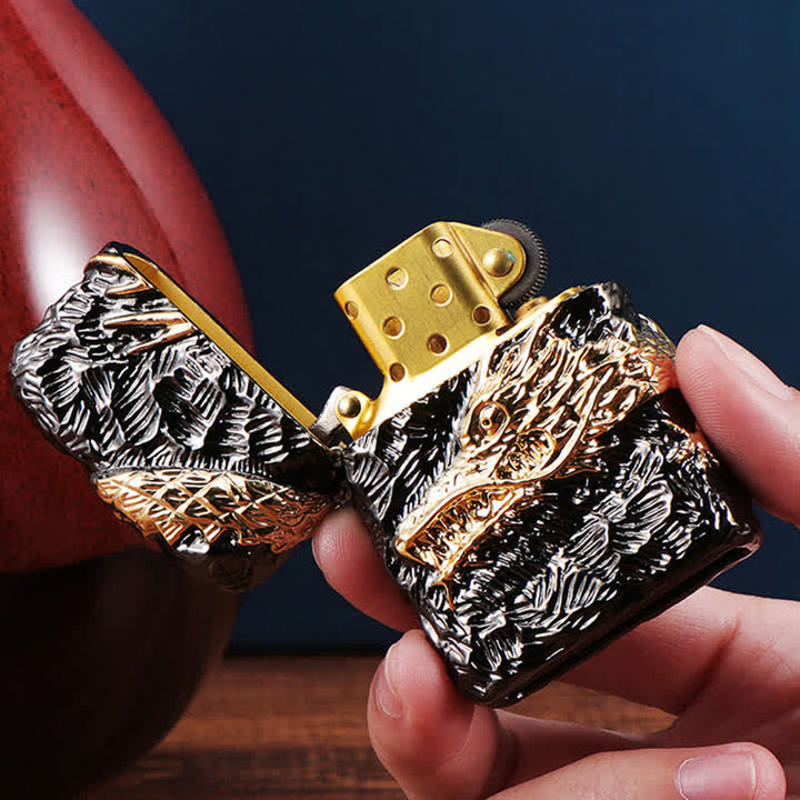 Gold & Black Dragon Tonardo Refillable Kerosene Lighter - image 5
