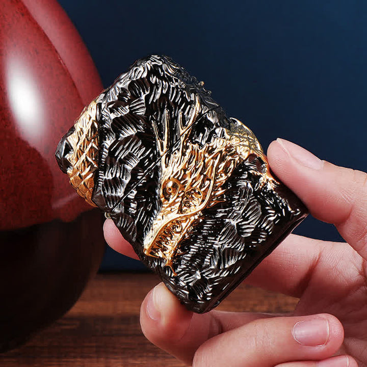Gold & Black Dragon Tonardo Refillable Kerosene Lighter - image 6