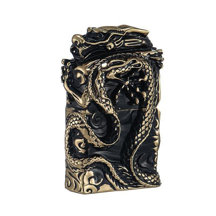 Retro Collection Relief Dragon Refillable Kerosene Lighter - Gold & Black - image 3