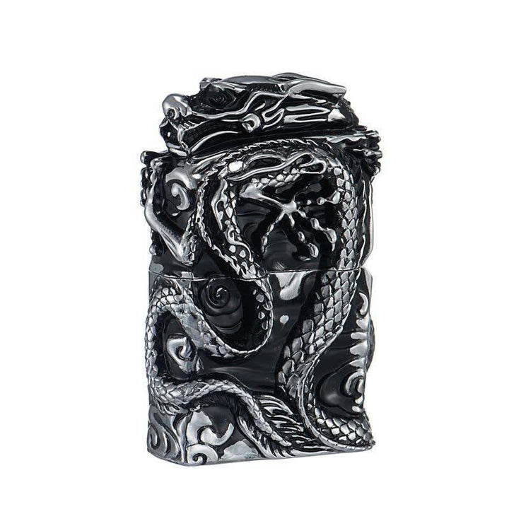 Retro Collection Relief Dragon Refillable Kerosene Lighter - Silver & Black - image 8